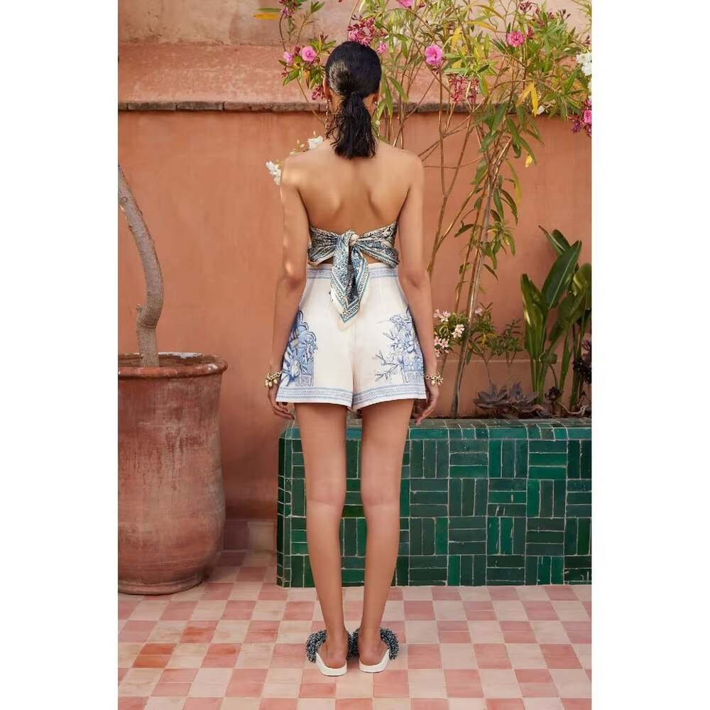 Alemais Villa Romantica Printed Linen Bermuda Shorts US2 New $460 - Picture 4 of 11